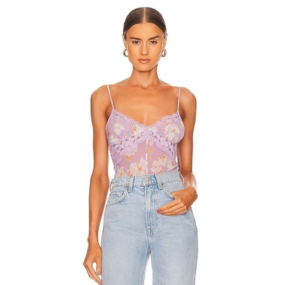 Free People Monday Morning Floral Bodysuit in Lilac Combo size Small - Picture 1 of 13